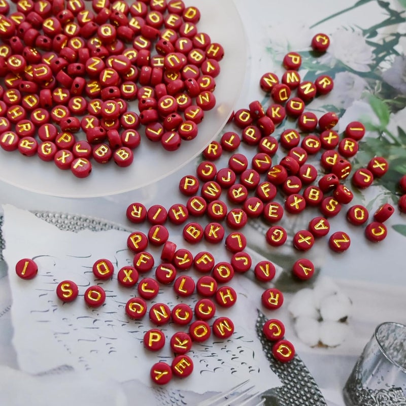 Looconi Amaney 1000pcs Red Letter Beads Gold Beads 7x4mm for Jewelry Making Bracelet Hair Braids Crafts Christmas Decorations - Image 5